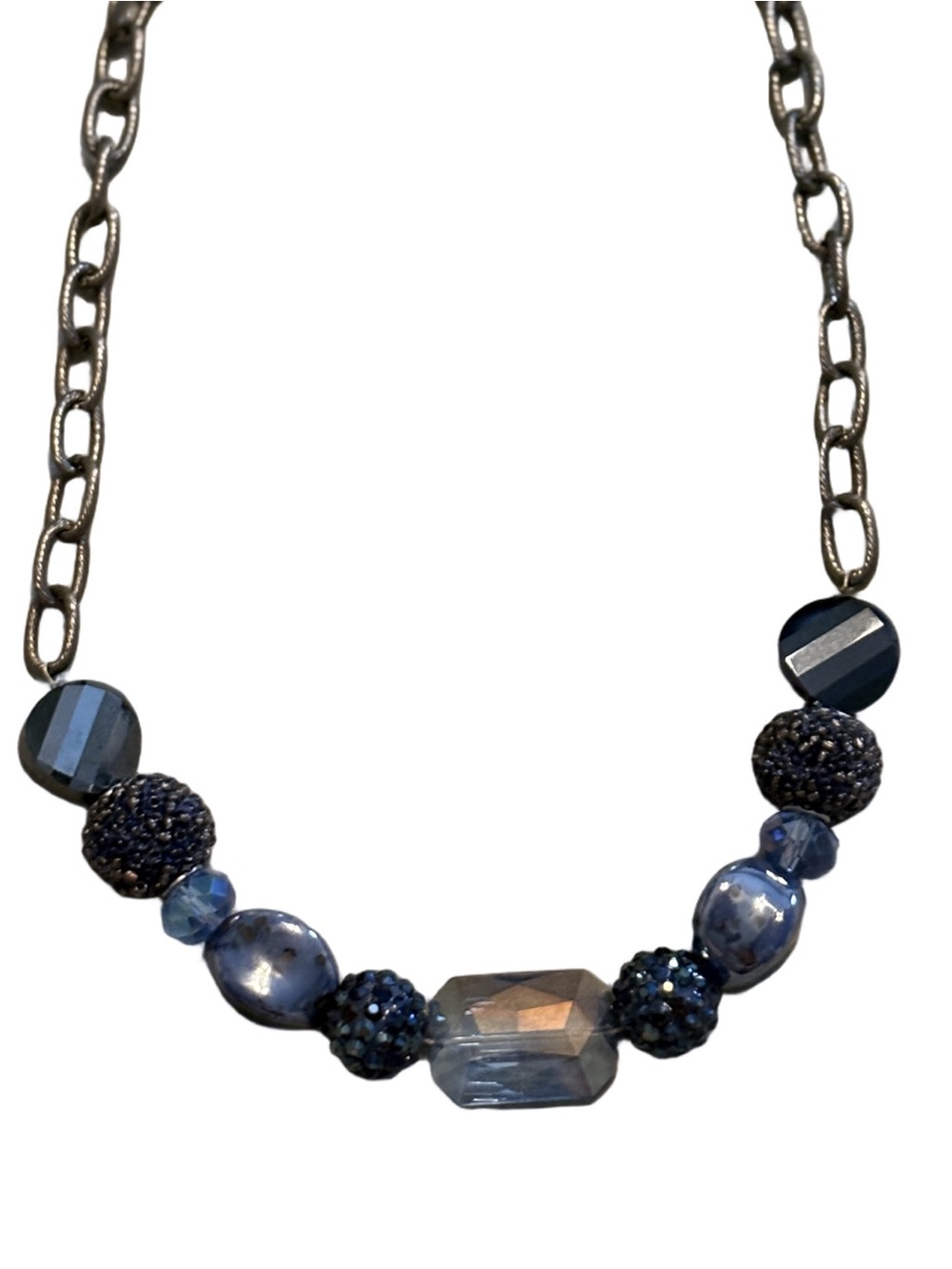 Blue Crystal and Bead Necklace - Picture 3 of 4